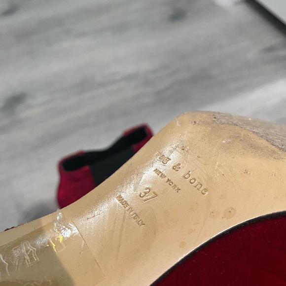 Rag & Bone Red Aslen Velvet Chelsea Boots/Booties size 37 - Picture 4 of 7